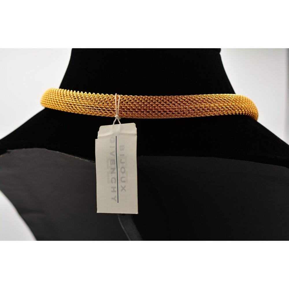 Givenchy Vintage Crystal Heart Choker Necklace Brushed Gold NOS Signed 80s Bin7A - Picture 5 of 12
